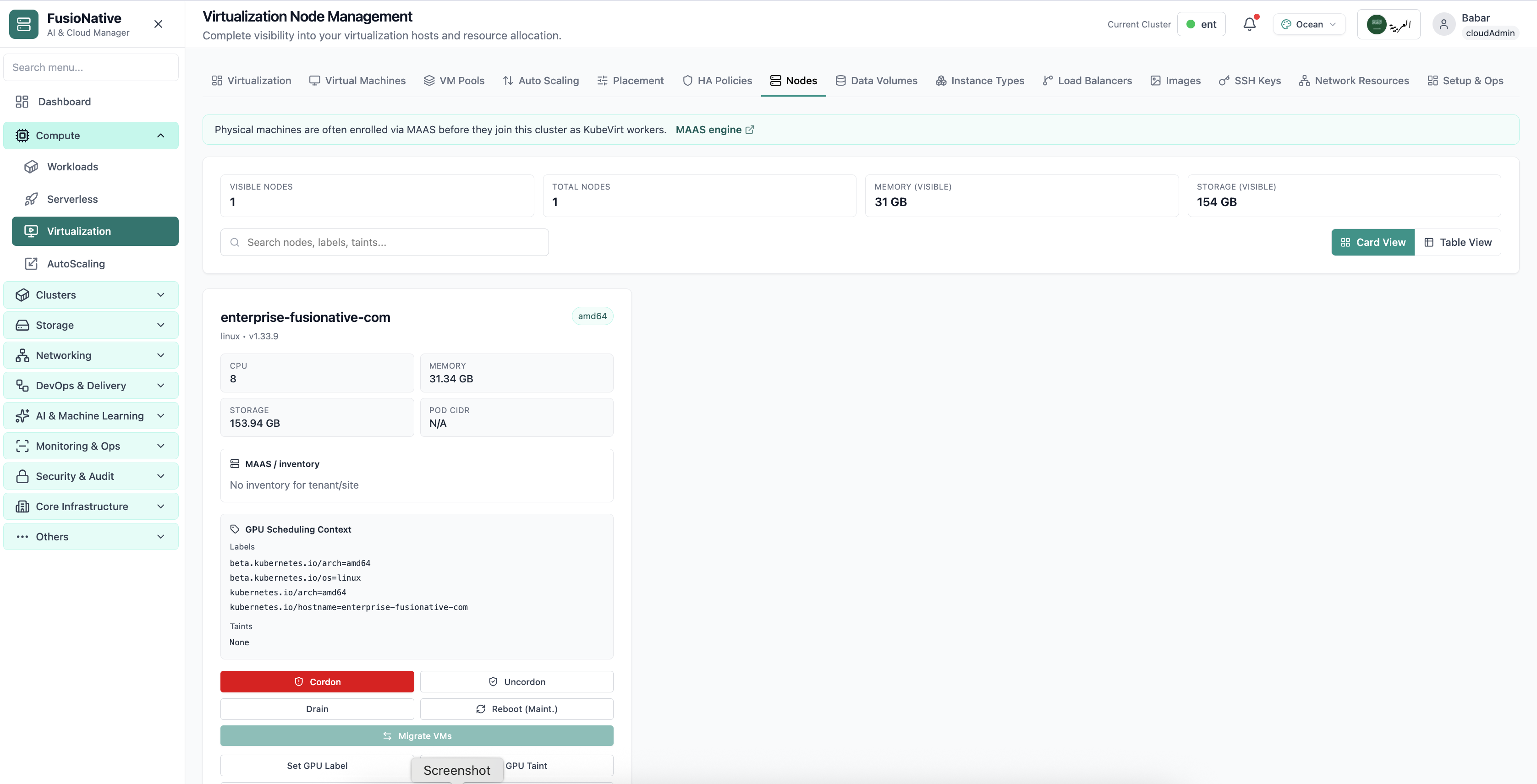 Virtualization node management.